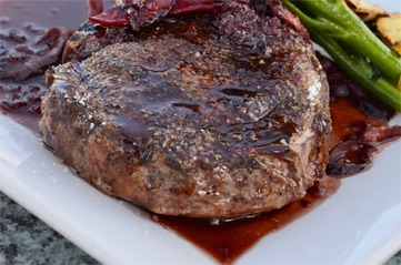 photo of bloody steak